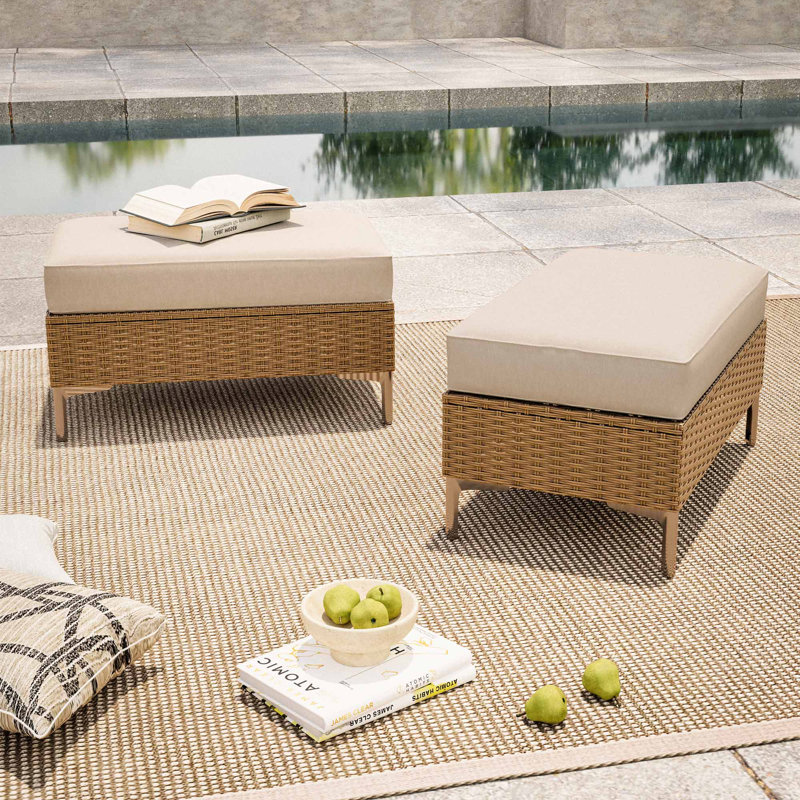 Latitude Run 2 Piece Outdoor Wicker Storage Ottoman Set Wayfair